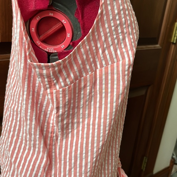 Elle Button-down sleeveless shirt striped coral/ white Ties at waist Size M - Picture 5 of 9